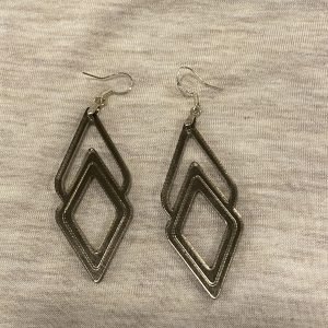 Mirrored Bronze Diamond Shaped Earrings