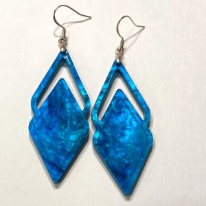 Blue Marbled Acrylic Earrings