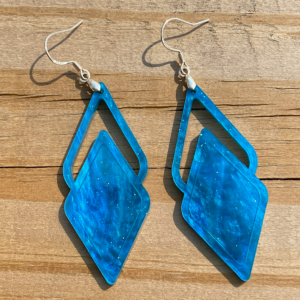 Blue Marbled Acrylic Earrings