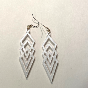 White Mother of Pearl Abstract Diamond Acrylic Earrings