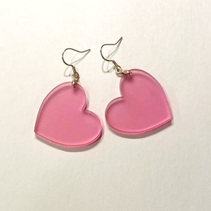 Pink Acrylic Heart Earrings