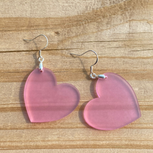 Pink Acrylic Heart Earrings