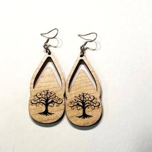 Maple Engraved Tree of Life Earrings