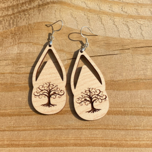 Maple Engraved Tree of Life Earrings